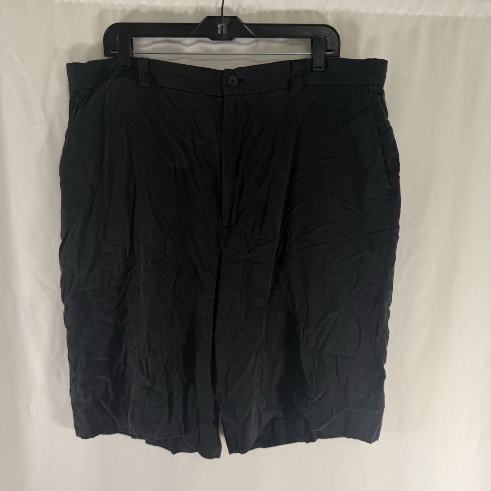 Pusser's West Indies 100% Silk Shorts Men's 40 Black Flat Front Slash Pockets